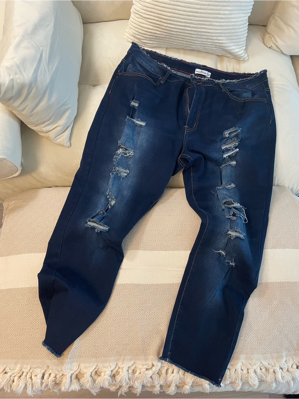 Dark Blue Distressed Women’s Jeans